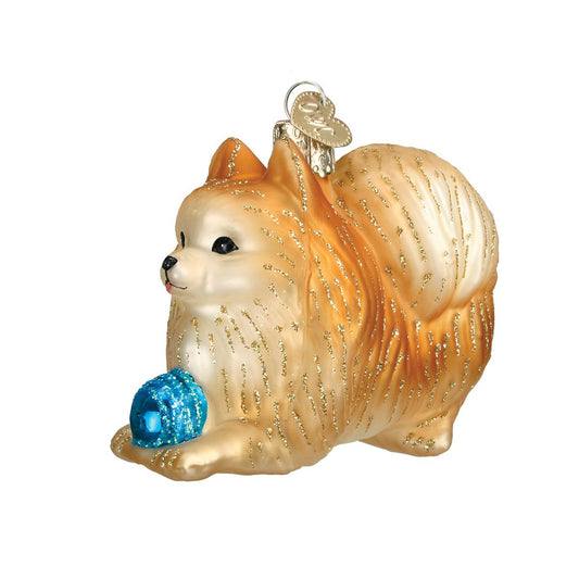 Pomeranian with Ball Ornament