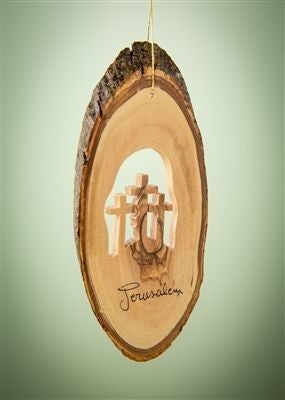 Bark Slice With Three Crosses