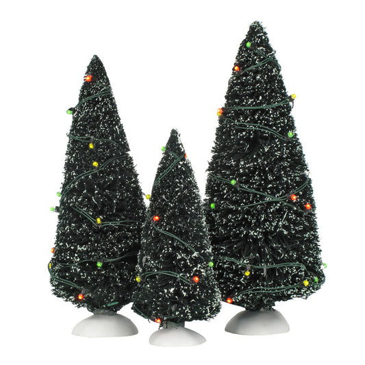 Twinkling Lit Trees Green, Set of 3