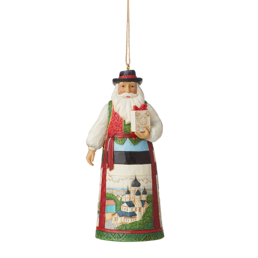 This colorful Baltic Santa ornament celebrates Lithuanian, Latvian, and Estonian cultures with grace.