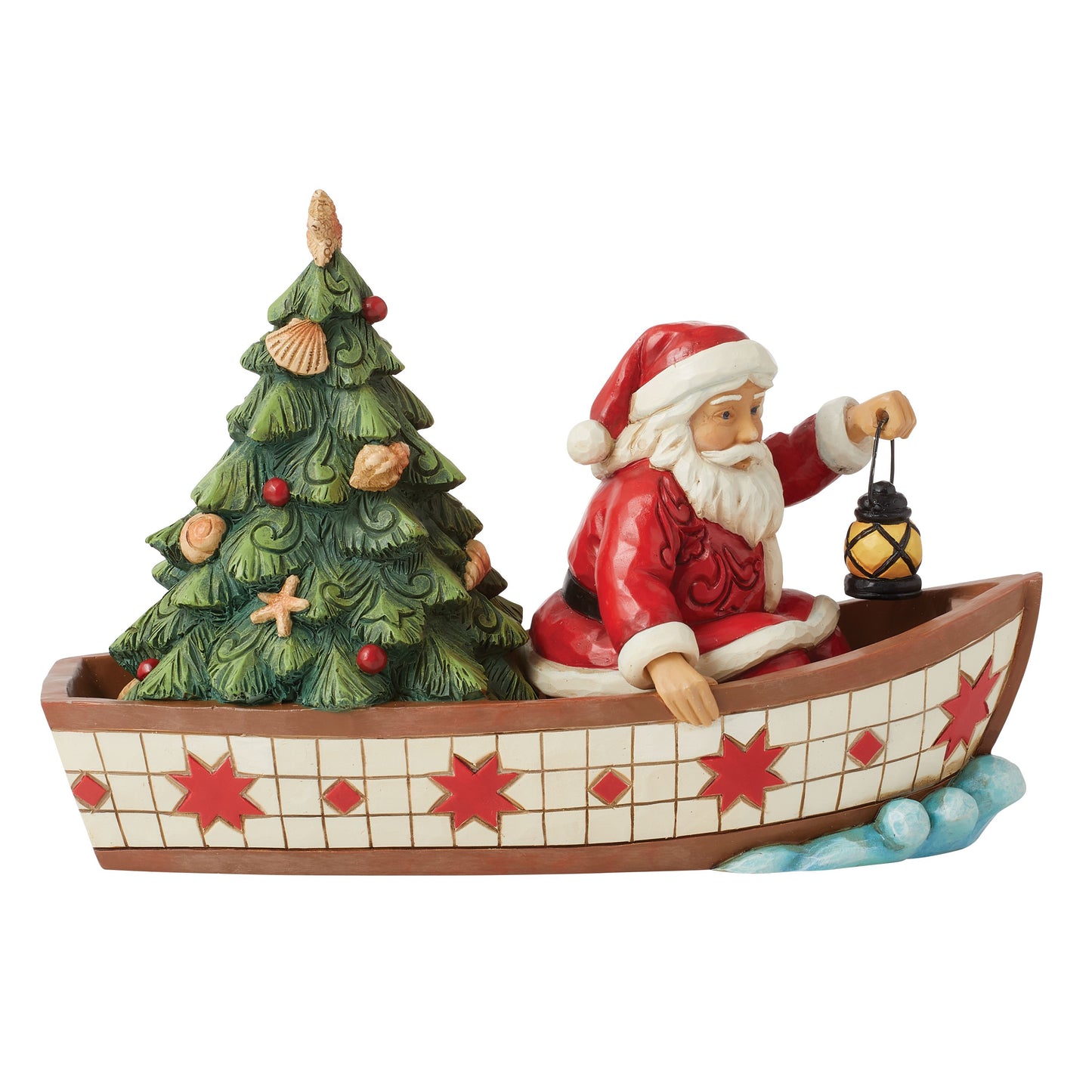 Santa in Boat With Tree