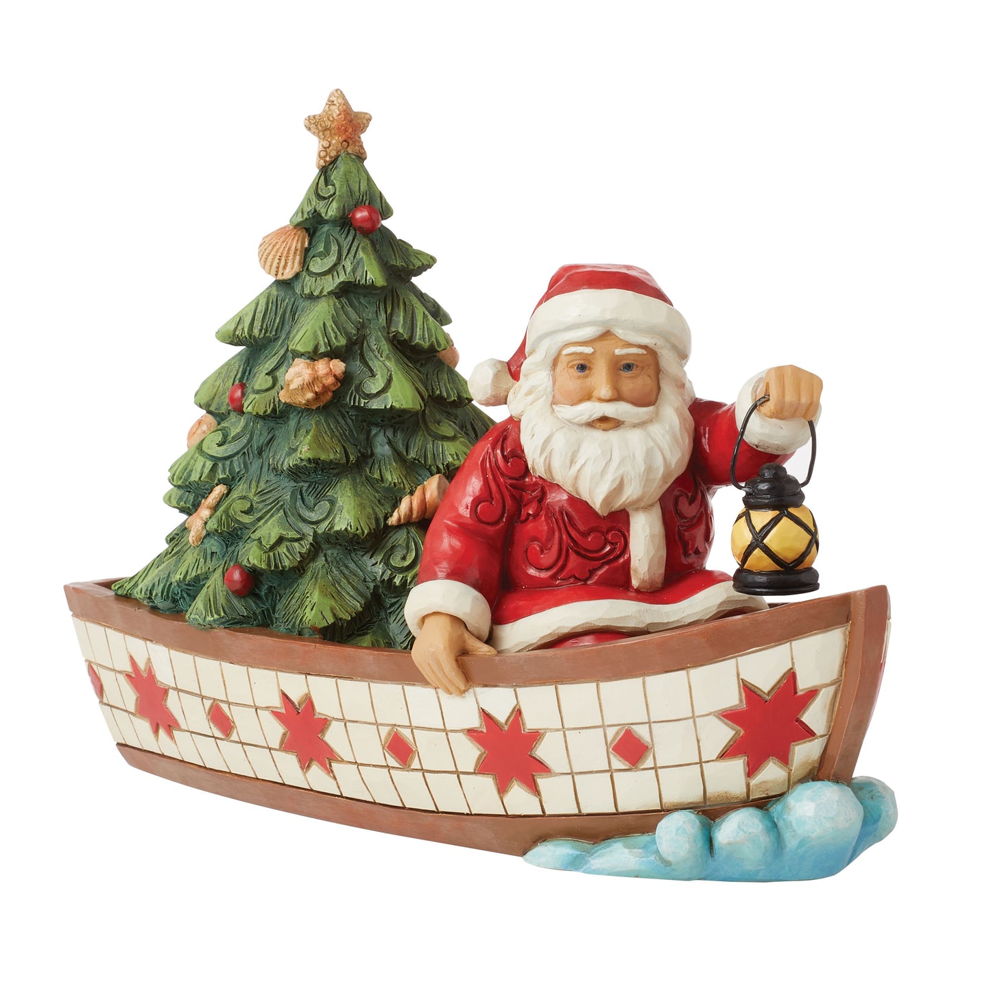 Santa in Boat With Tree