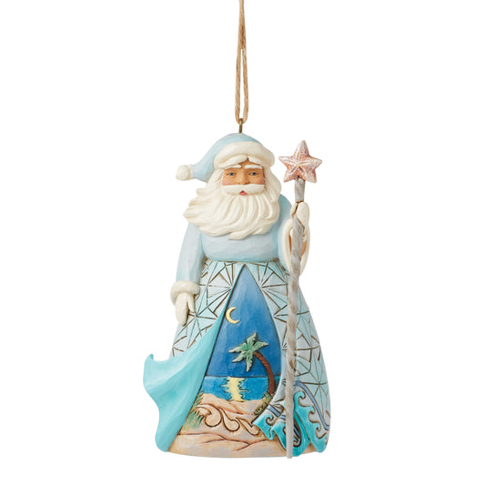 Santa with Starfish Cane Ornament