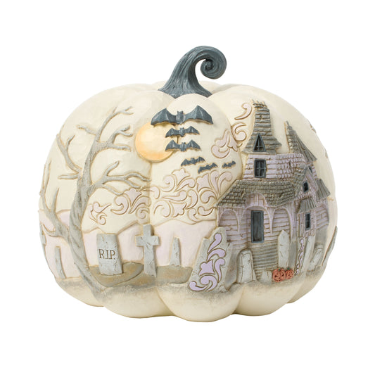 Pumpkin with Bats Flying