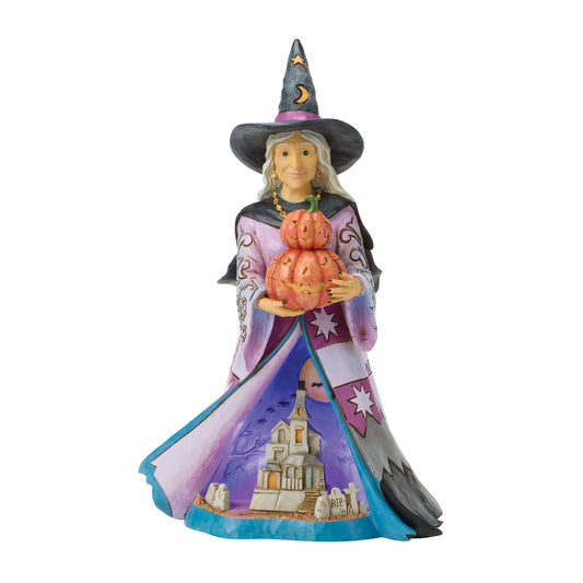 Witch Holding Pumpkins LED