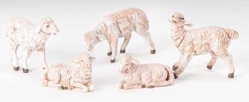 5" White Sheep Set of 5