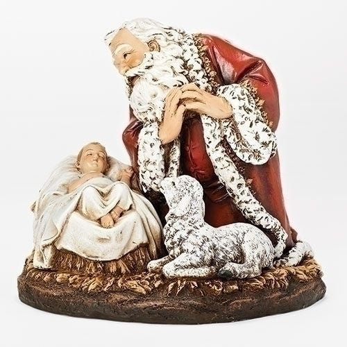 8" Kneeling Santa w/Sleep Babe