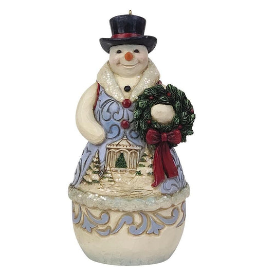 Victorian Snowman with Wreath