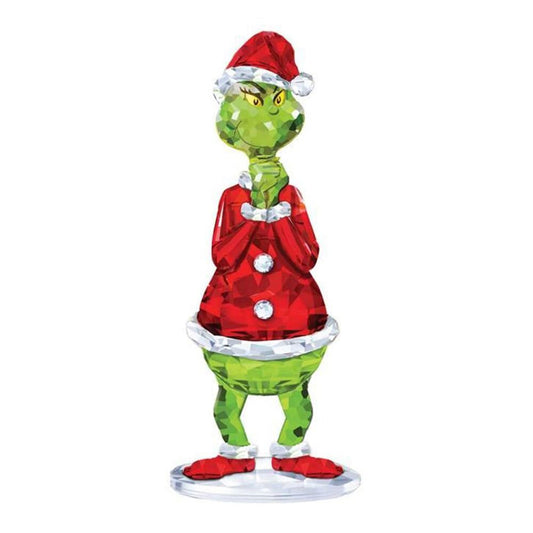 The Grinch hasn't stolen Christmas yet, but he does steal the show! Glittering exquisitely, this acrylic Grinch statuette is a marvel to behold.