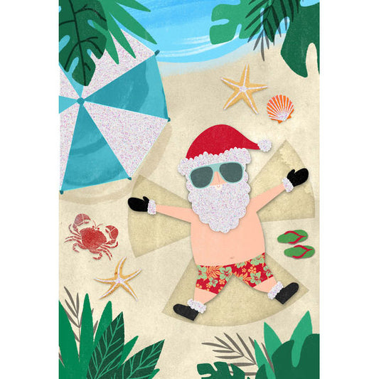 Coastal Santa on Beach Cards